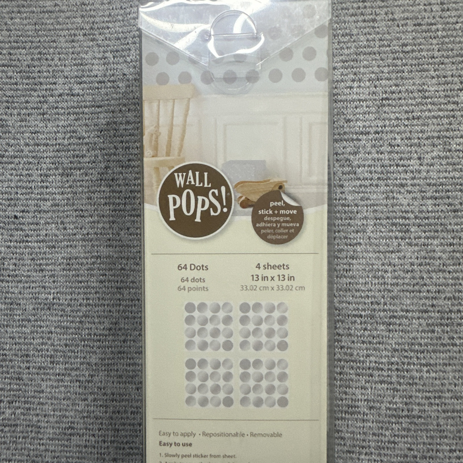 Wall Pops Metallic Silver Confetti Dots Peel, Stick + Move. 64 Dots