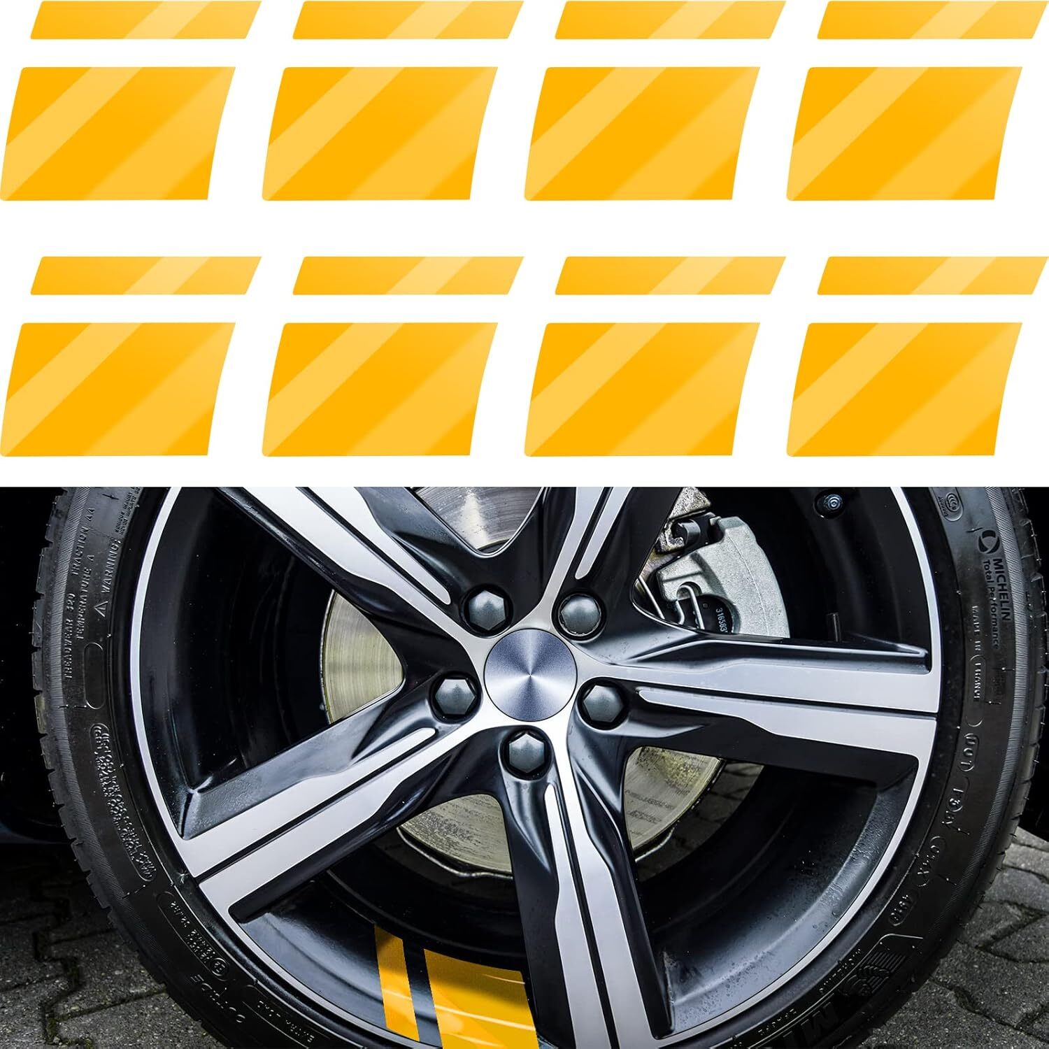 8 Pcs Wheel Rim Decal Stripes Car Decals Reflective Car Stickers 2.36 X 2.75 Inc