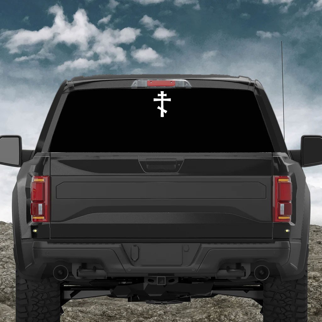 EASTERN ORTHODOX CROSS Solid Vinyl Decal Sticker CHRISTIAN RUSSIAN