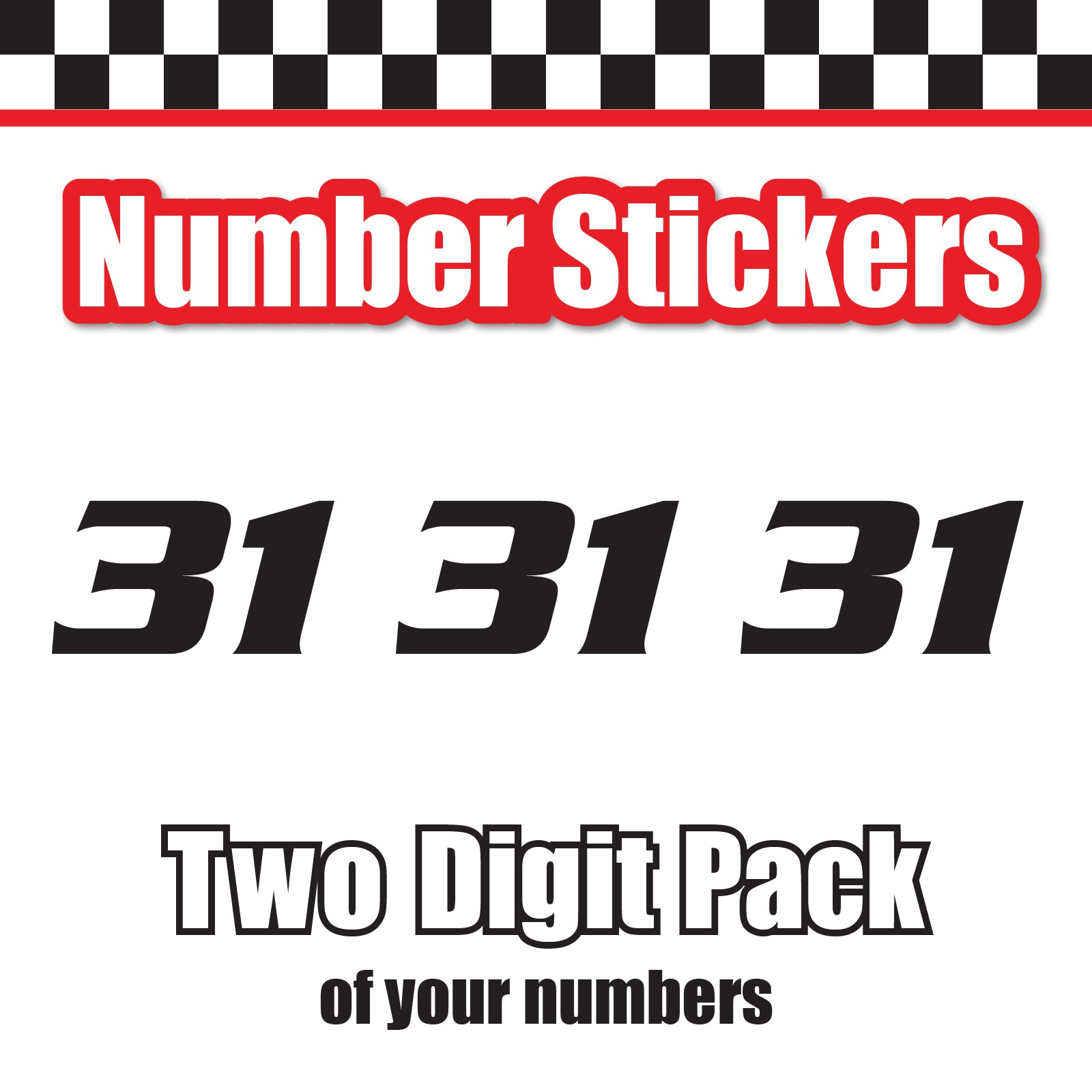 3 Digit Single Number Stickers Custom Decal Locker Door 3pcs Serpentine Std