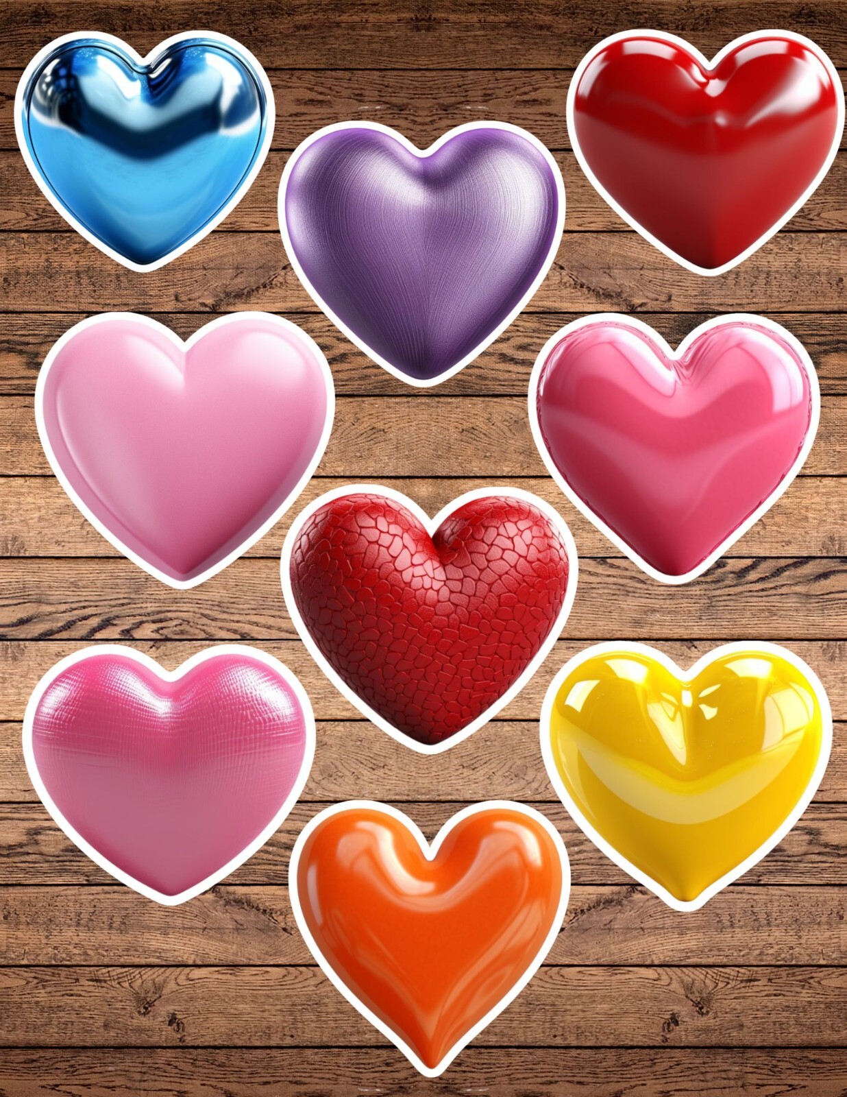 3d Heart Die Cut Vinyl Stickers Set Notebook Laptop Waterbottle