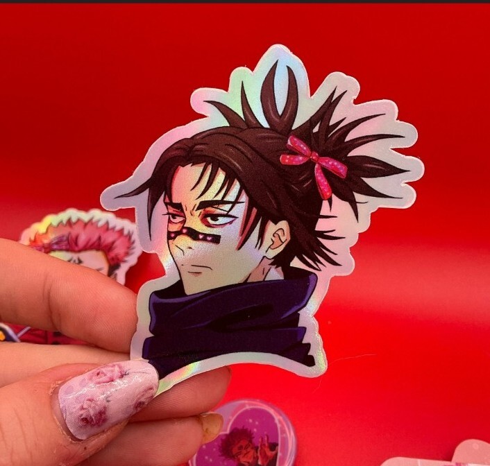 Choso Jujutsu Kaisen Hair Bow Holographic Waterproof Sticker 3 x 2