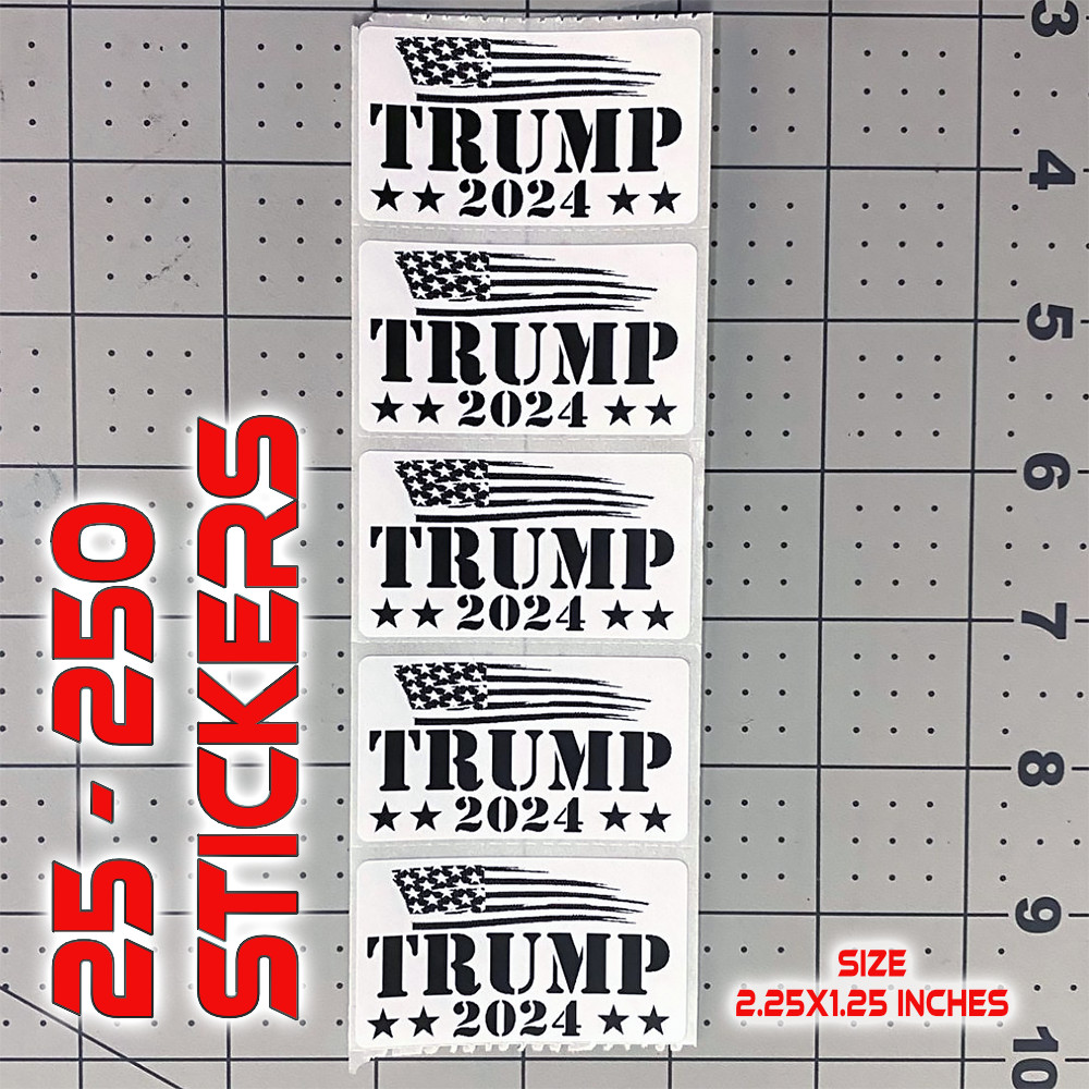 President Donald Trump Flag 2024 Lets Go Brandon FJB 25-250 Sticker Action Pack
