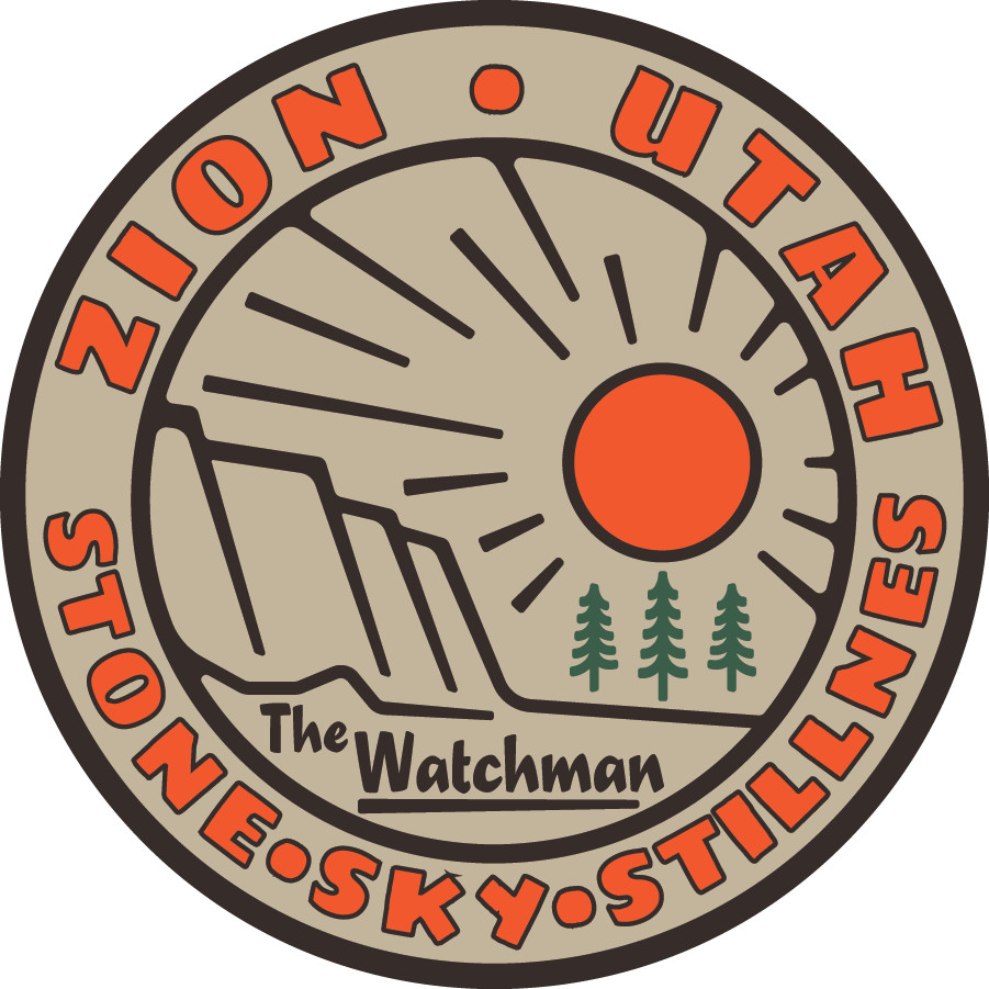 Zion National Park Watchman Sticker Retro Utah Vinyl Decal 3 Inch Circle