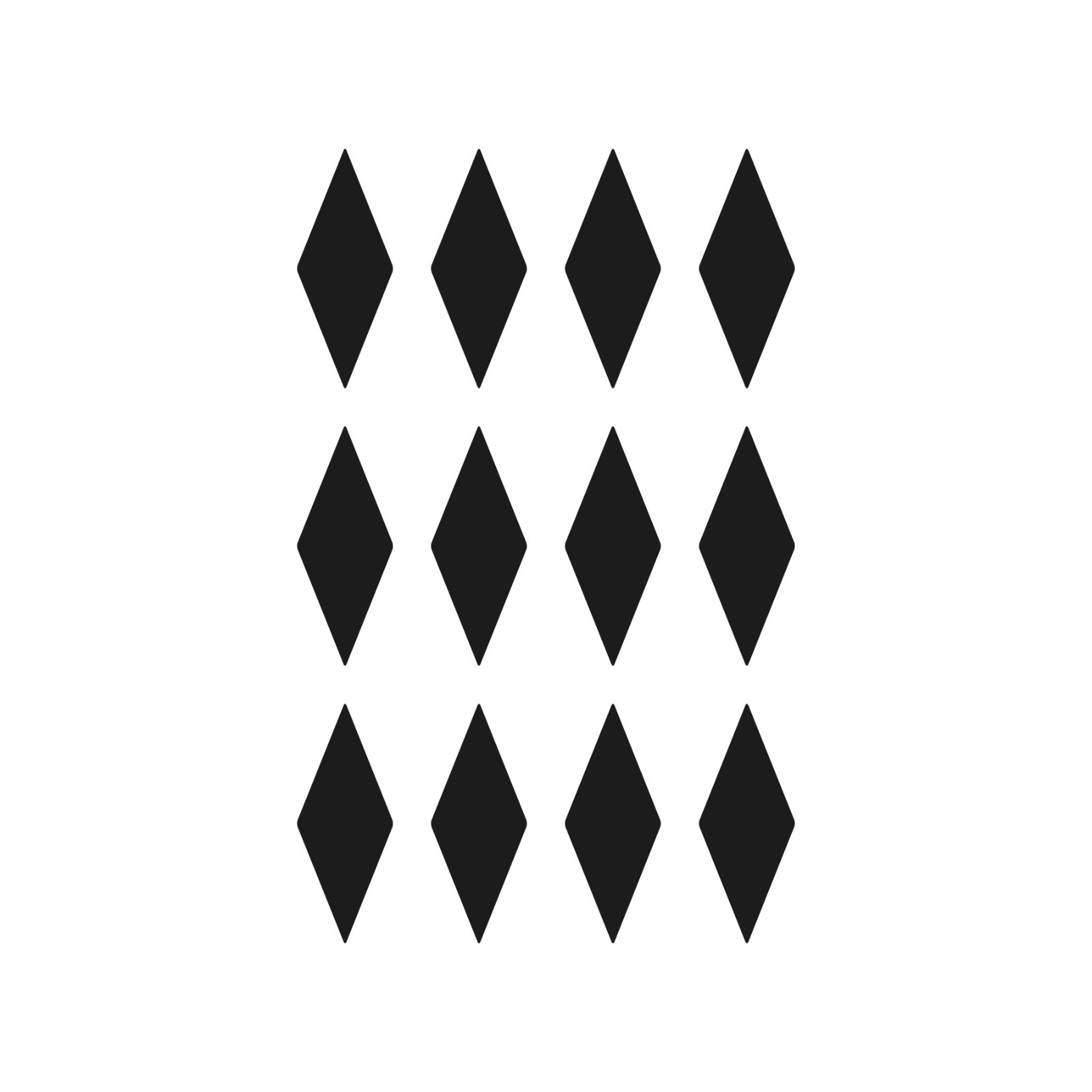 12 Diamond rounded corners Vinyl Decal 2.5 to 1 ratio Sticker Set of 12