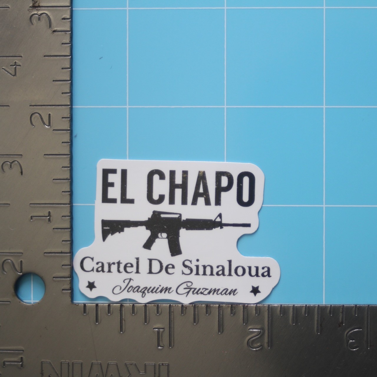 Joaquín Guzmán Sticker (EL CHAPO M16) Mexico Gangster Cartel, Gloss PVC Decal