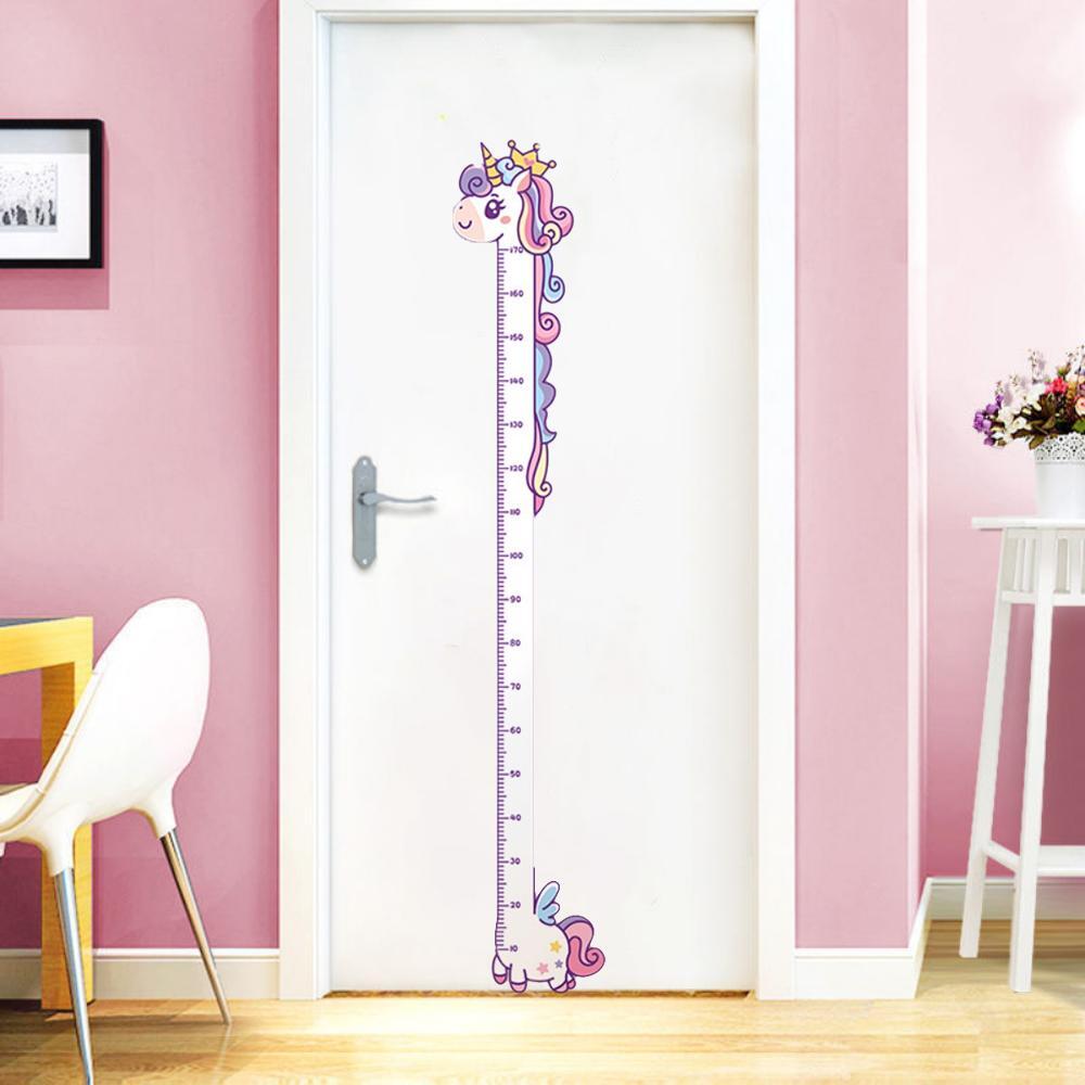 Kids Height Chart Wall Sticker Unicorn Dinosaur Giraffe Room Decor Ruler