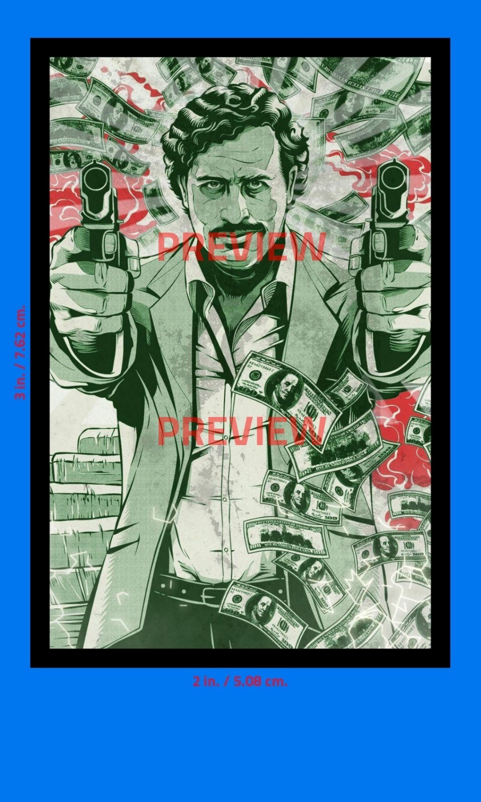 Pablo Escobar Sticker (EL PATRÓN GANGSTER CARTEL) 2×3 in. Adhesive Photo Print