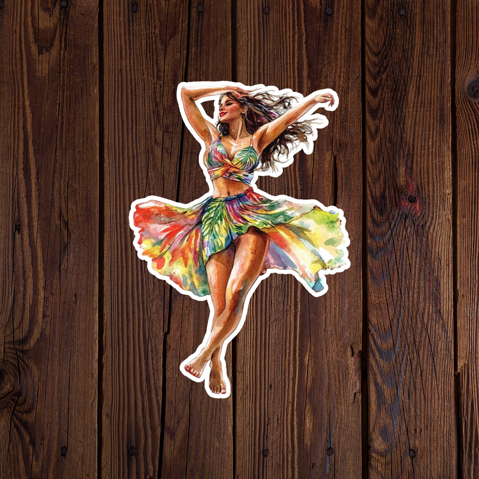 Pinup girl sticker vinyl decal dancer island girl dress sexy cleavage feet