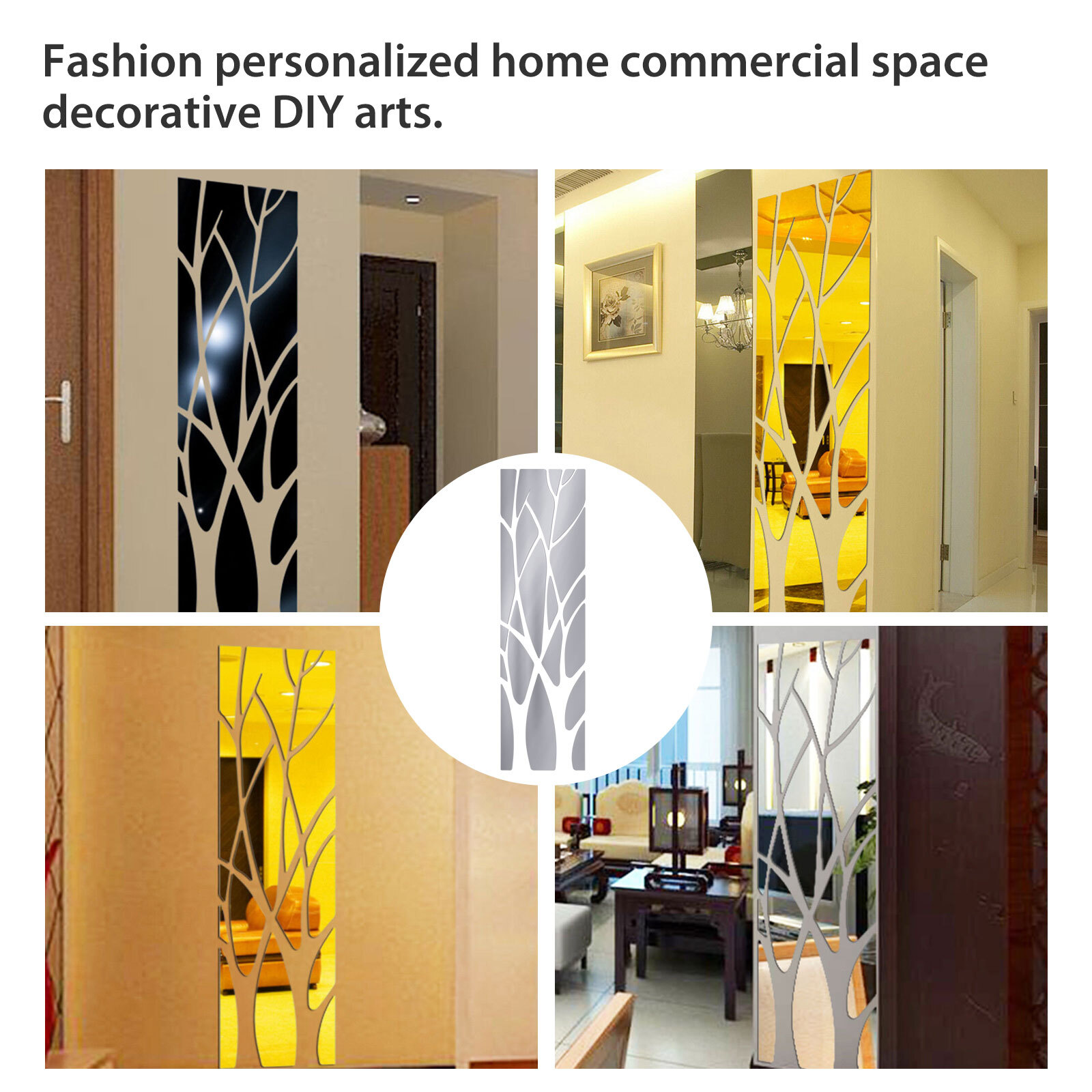 DIY 3D Mirror Tree Wall Decal Acrylic Art Sticker for Bedroom Living Room Decor
