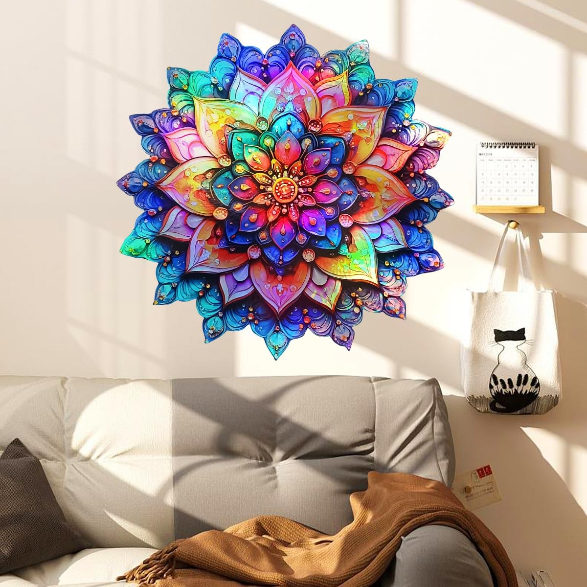 Mandala Wall Decal Metallic Effect Peel and Stick 3D Lotus Floral Wall Sticke…