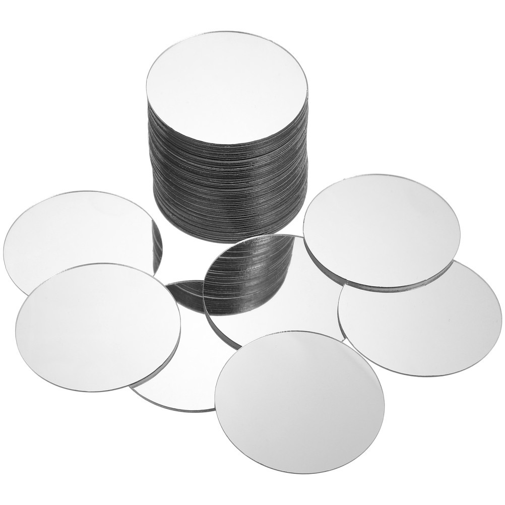 60 Pcs Acrylic Mirror Tiles Small Round Circular Mosaic Pieces for Crafts