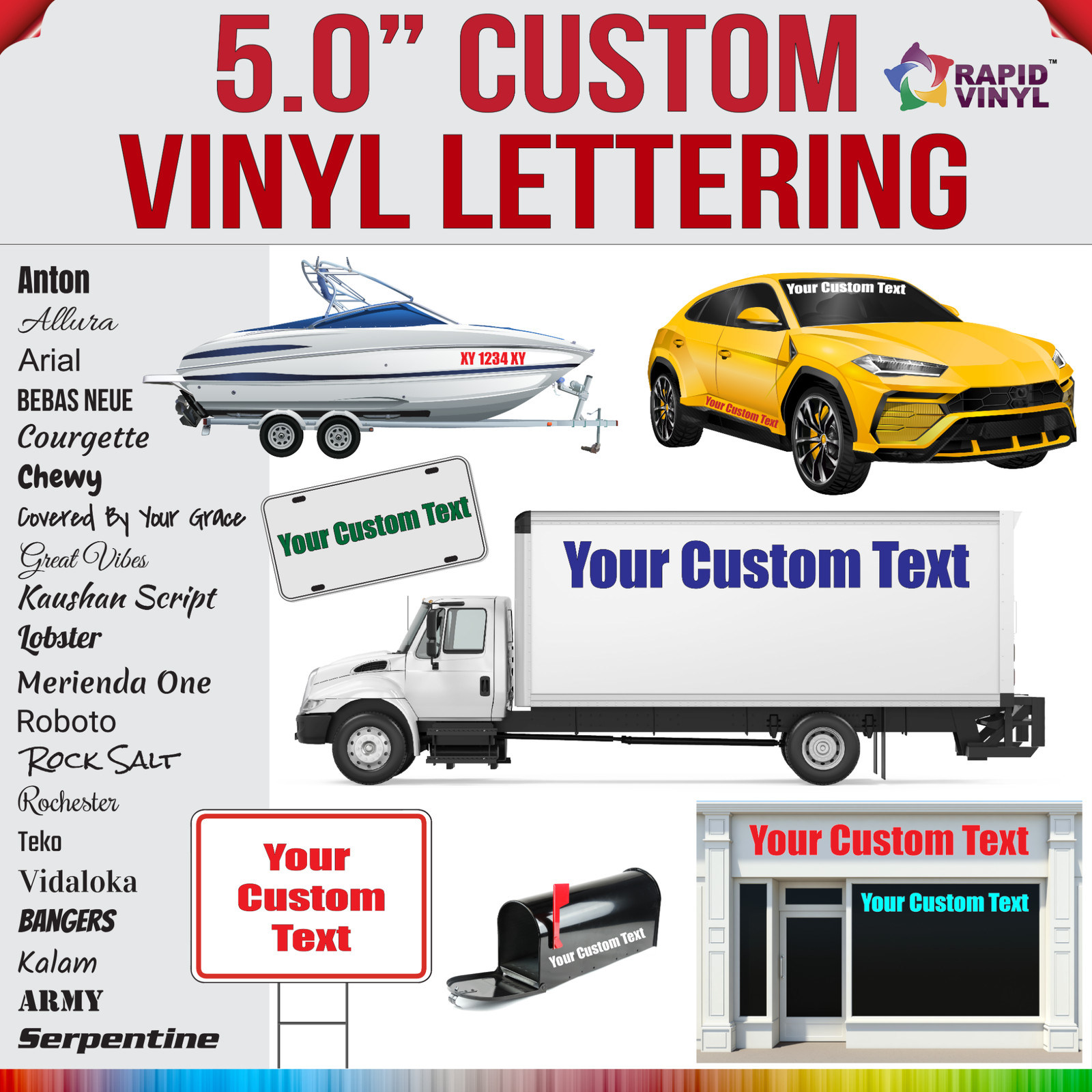 5 Inch Custom Vinyl Lettering Numbers Transfer Decal Sticker Boat Window Glass