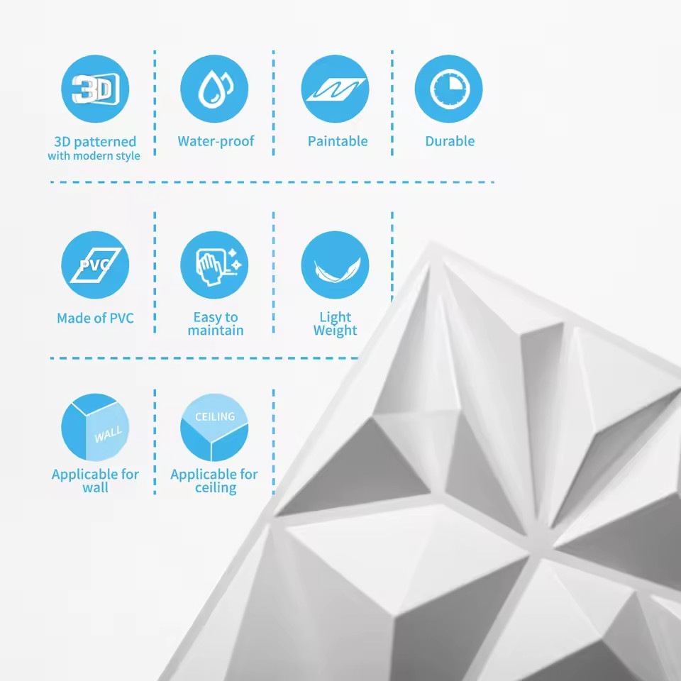 Art3d 33-Pack 3D Triangle Wall Panels for Interior Wall Background Decor – White