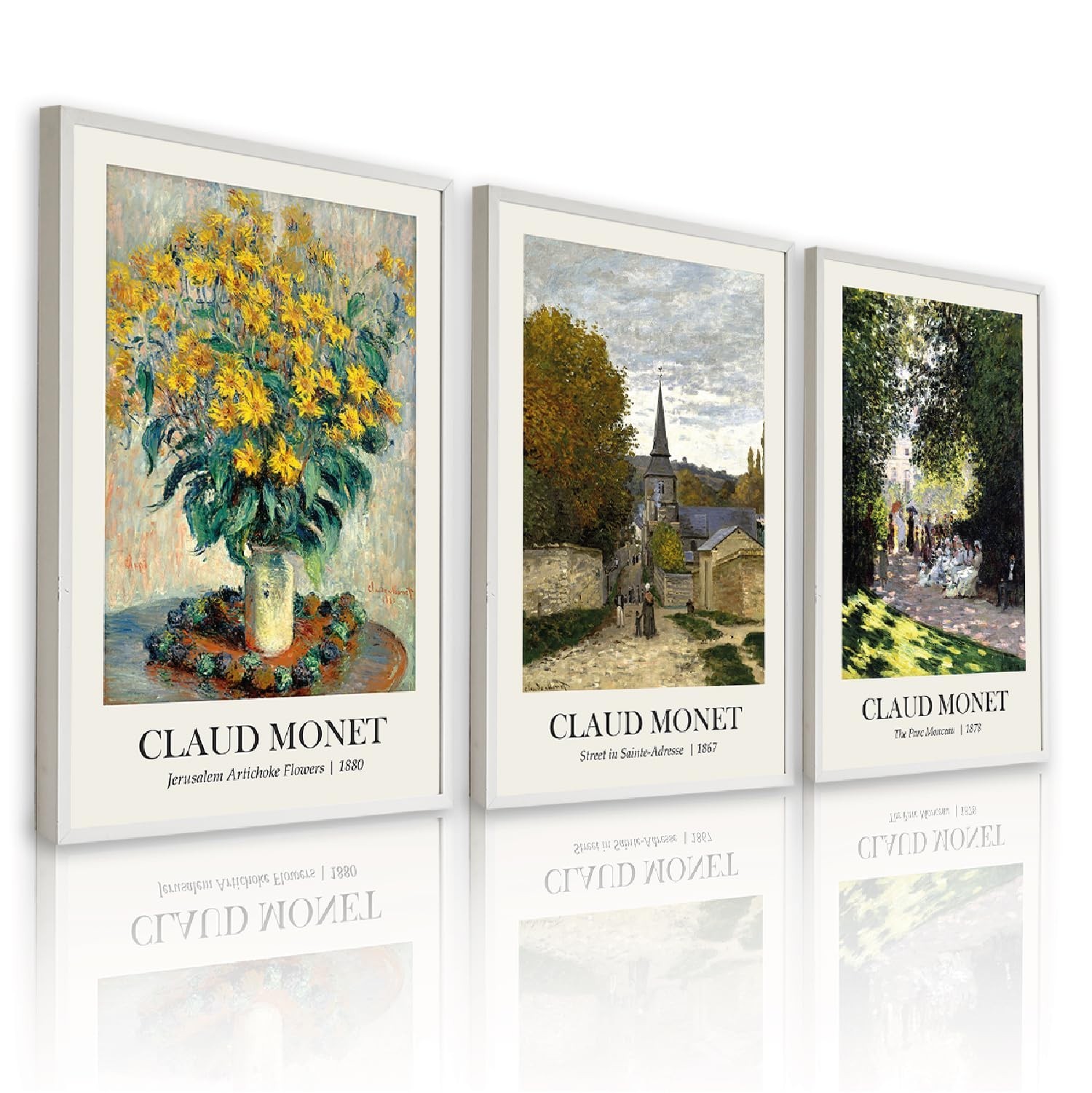 BulbaCraft 3 Pcs Claude Monet Wall Art – Vintage Impressionist Canvas Prints …