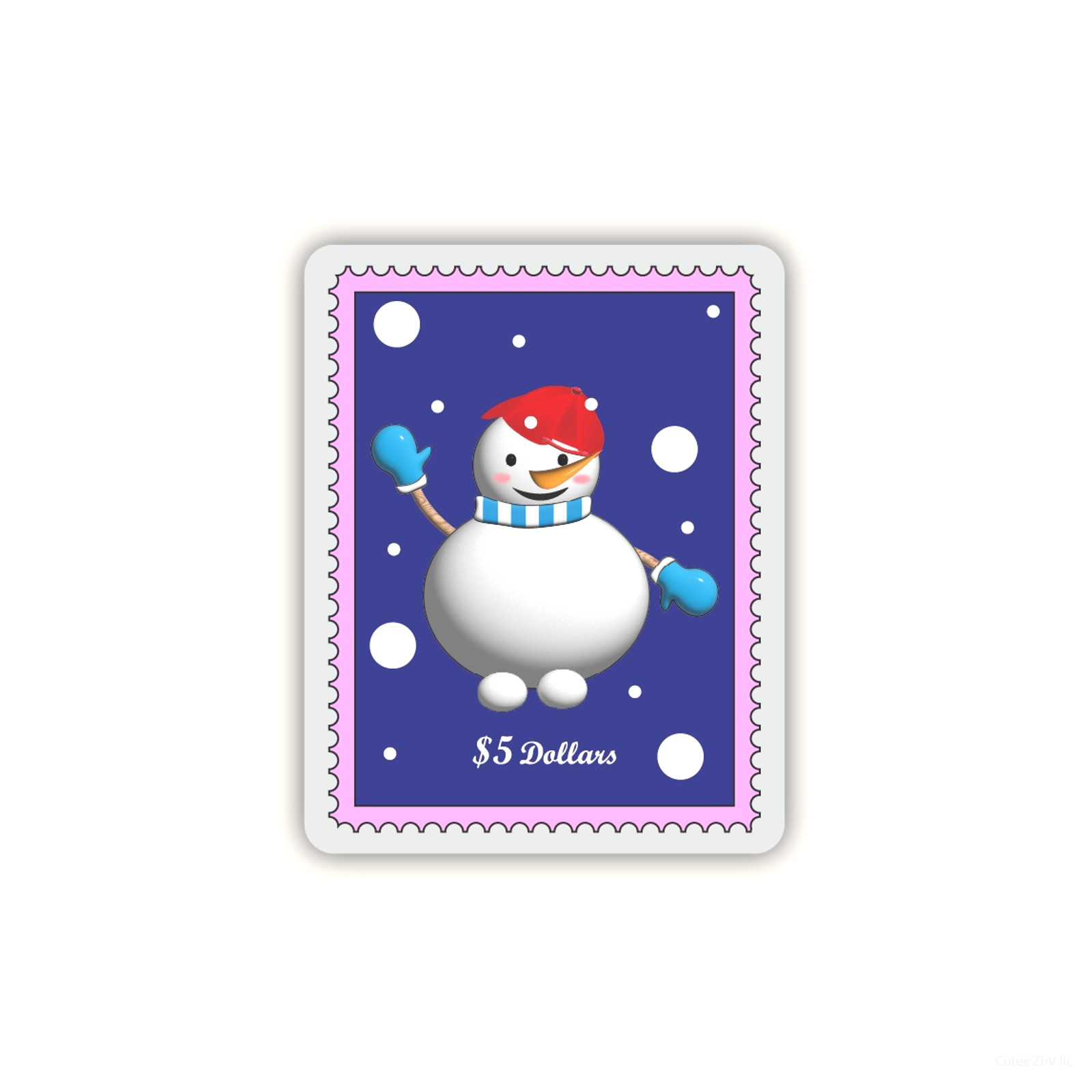 Snowman Vinyl Sticker Cute Winter Cartoon Stamp shape Waterproof Decal Laptop