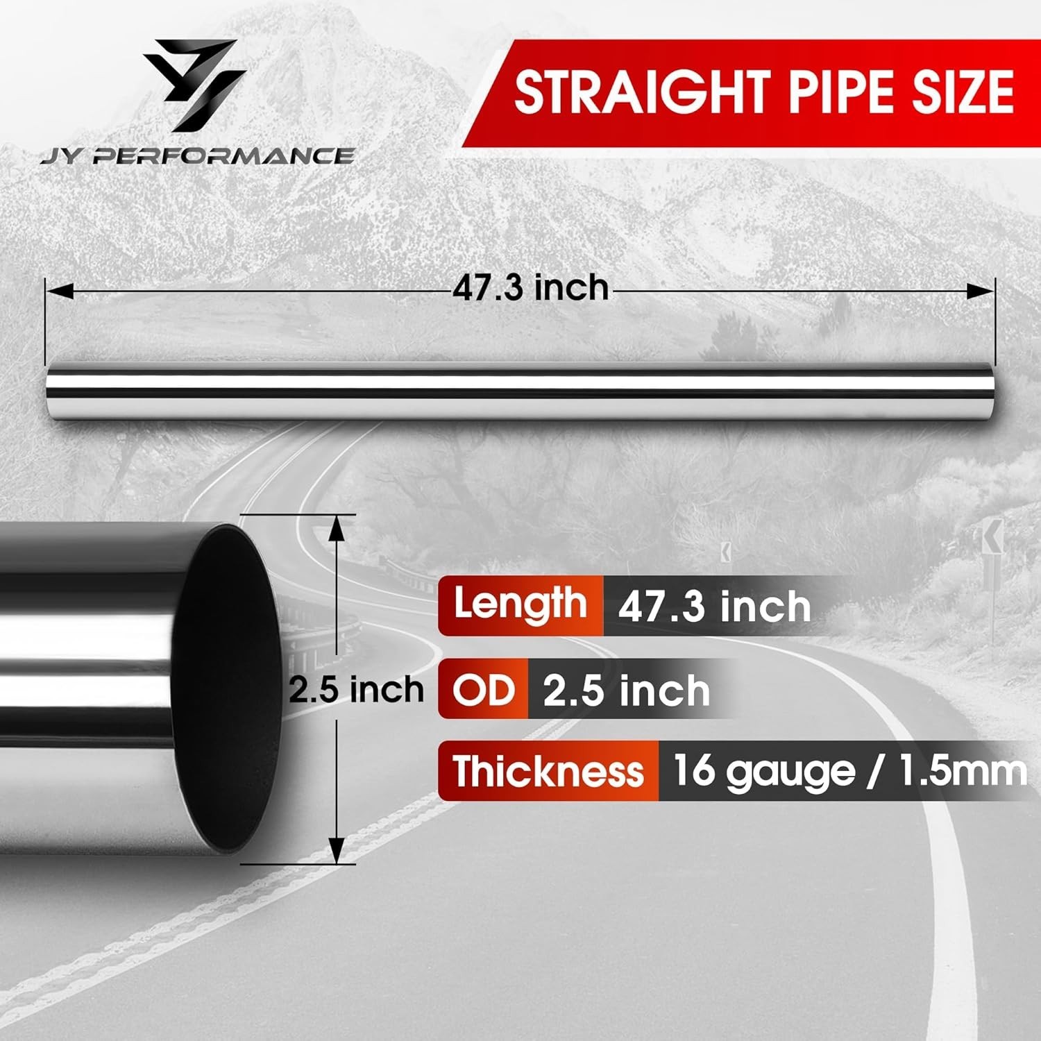2.5 Inch Universal Custom Exhaust Straight Pipe Stainless Steel T304 Tubing Pipi