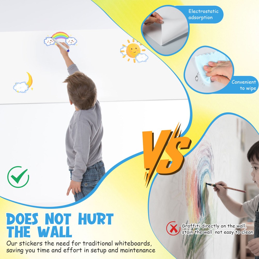 White Board Stick on Wall Large Dry Erase Whiteboard Paper Stickers