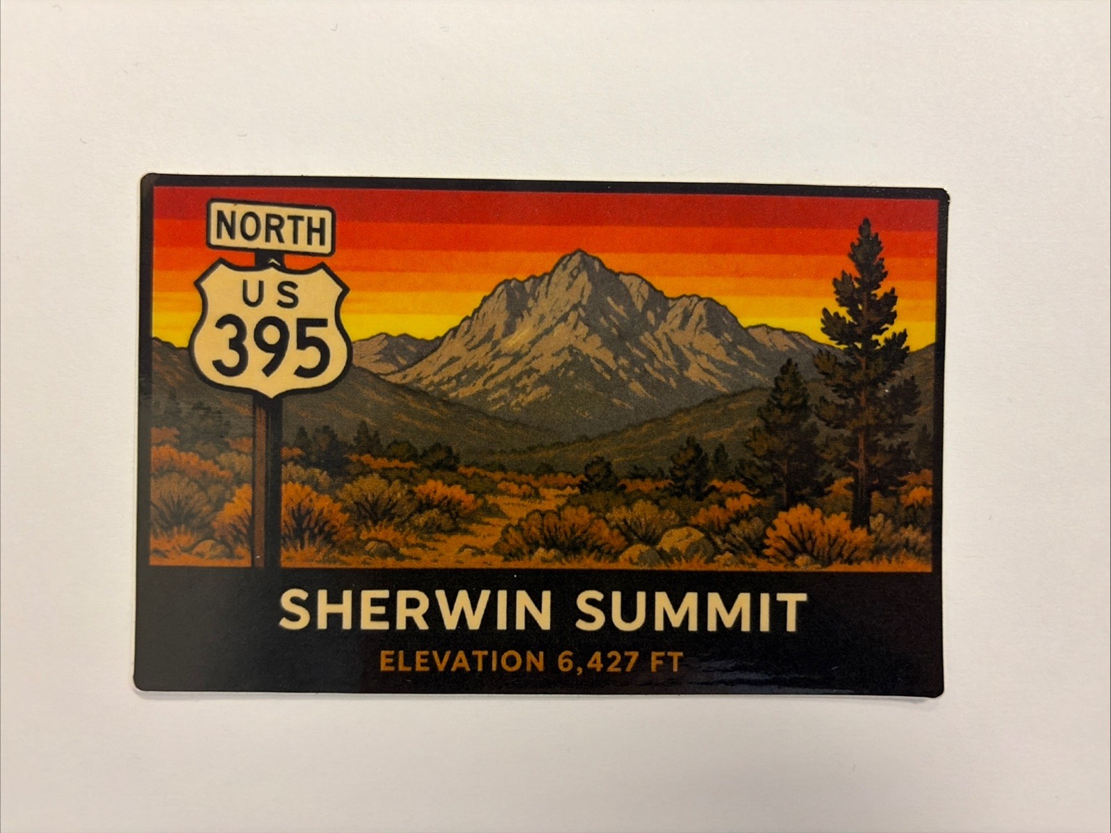 Sherwin Summit Highway 395 Eastern Sierra Nevada Mountains California Sticker