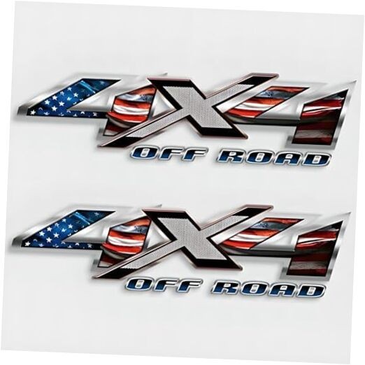Pair Set 13 inch 4 x 4 4×4 Off Road Decal Stickers Replacement for Us Flag