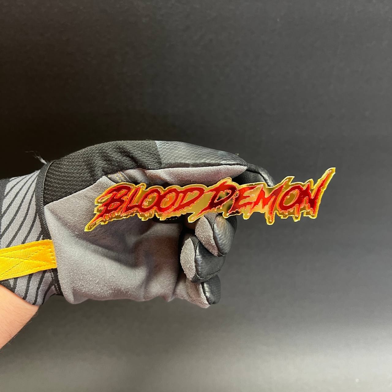 1x Blood Demon Custom Text 3D Acrylic Car Emblem Badge Multicolor Laser Cut