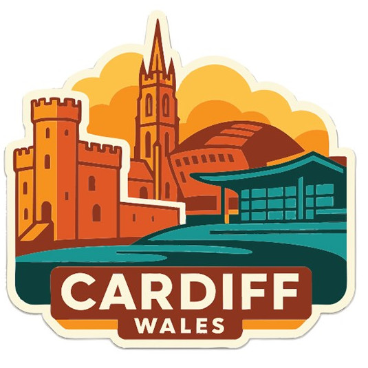 Cardiff Wales Sticker Decal Vinyl Die-Cut City Skyline Landmark Design