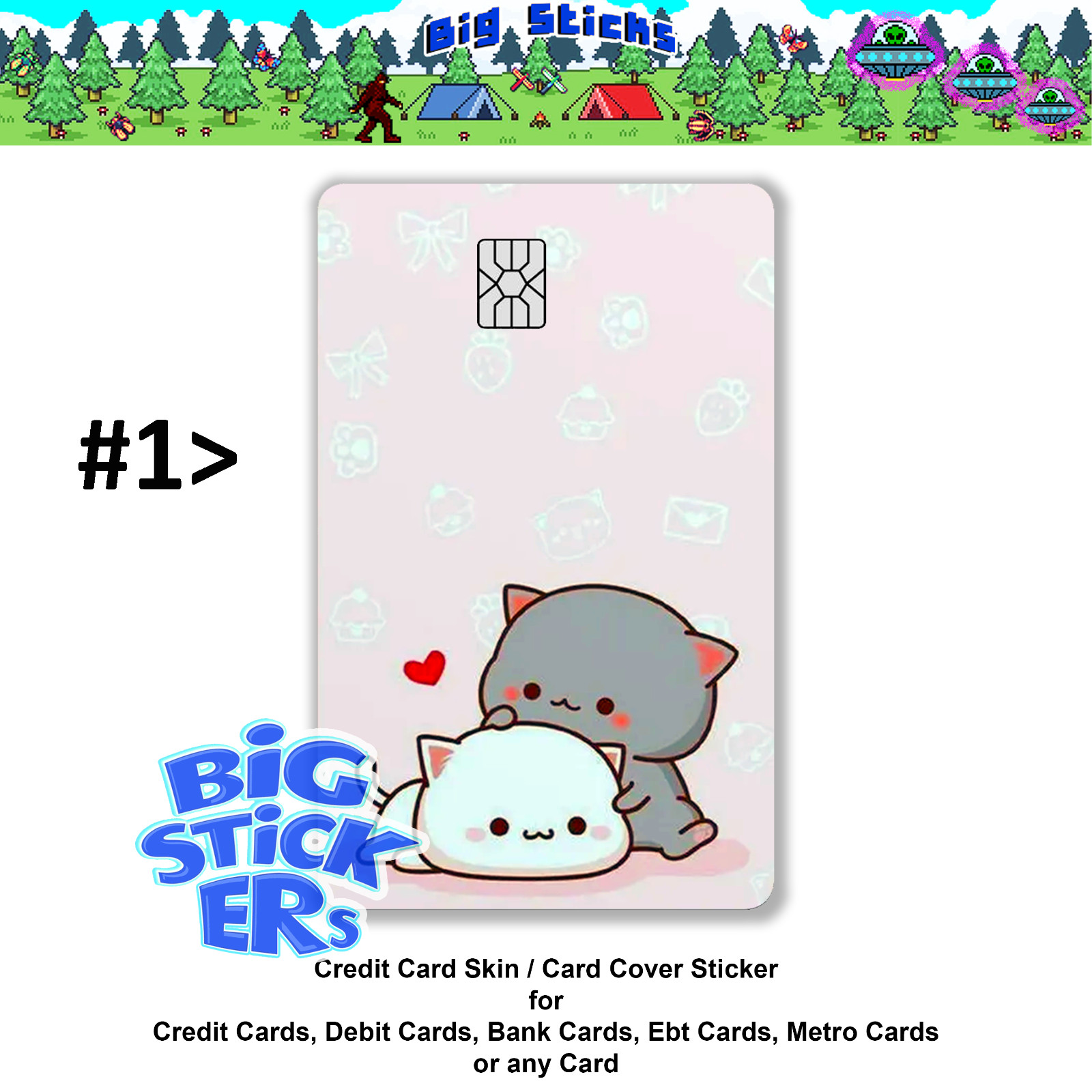 Chibi Cat Series Credit Card Skin ATM Bank Card Cover Decal Die-Cut Sticker