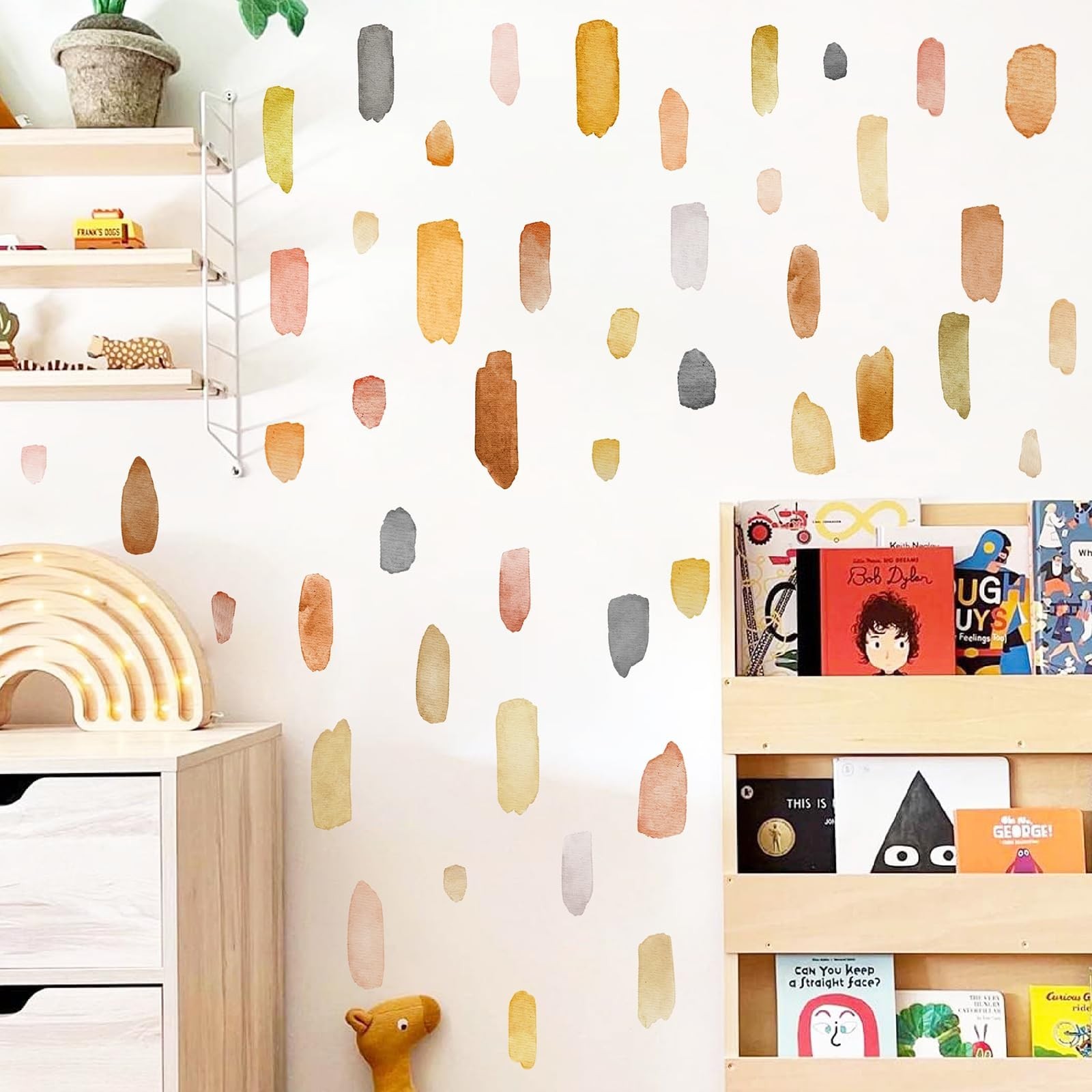 Peel and Stick Watercolor Wall Decals – Boho Brush Stroke Stickers for Nursery &