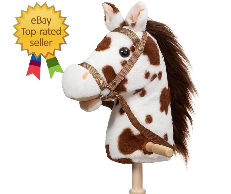 Stick Horse Plush Handcrafted Hobby Horse on a Stick with Wood Wheels Real Pony