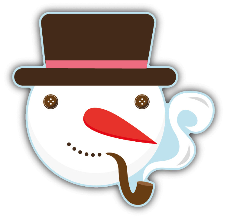 Smoking Snowman Head Car Bumper Sticker Decal