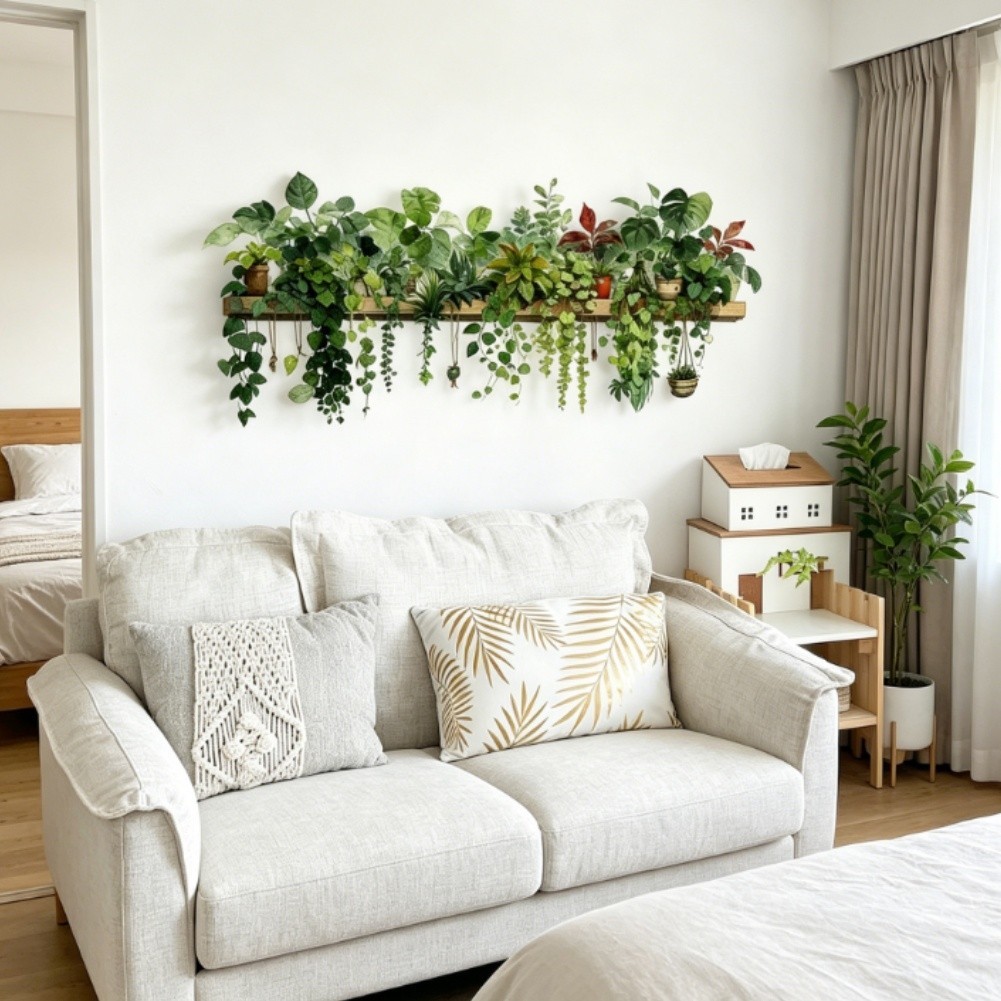 Green Botanical Wall Decal PVC Material for Living Room Bedroom For Home Decor