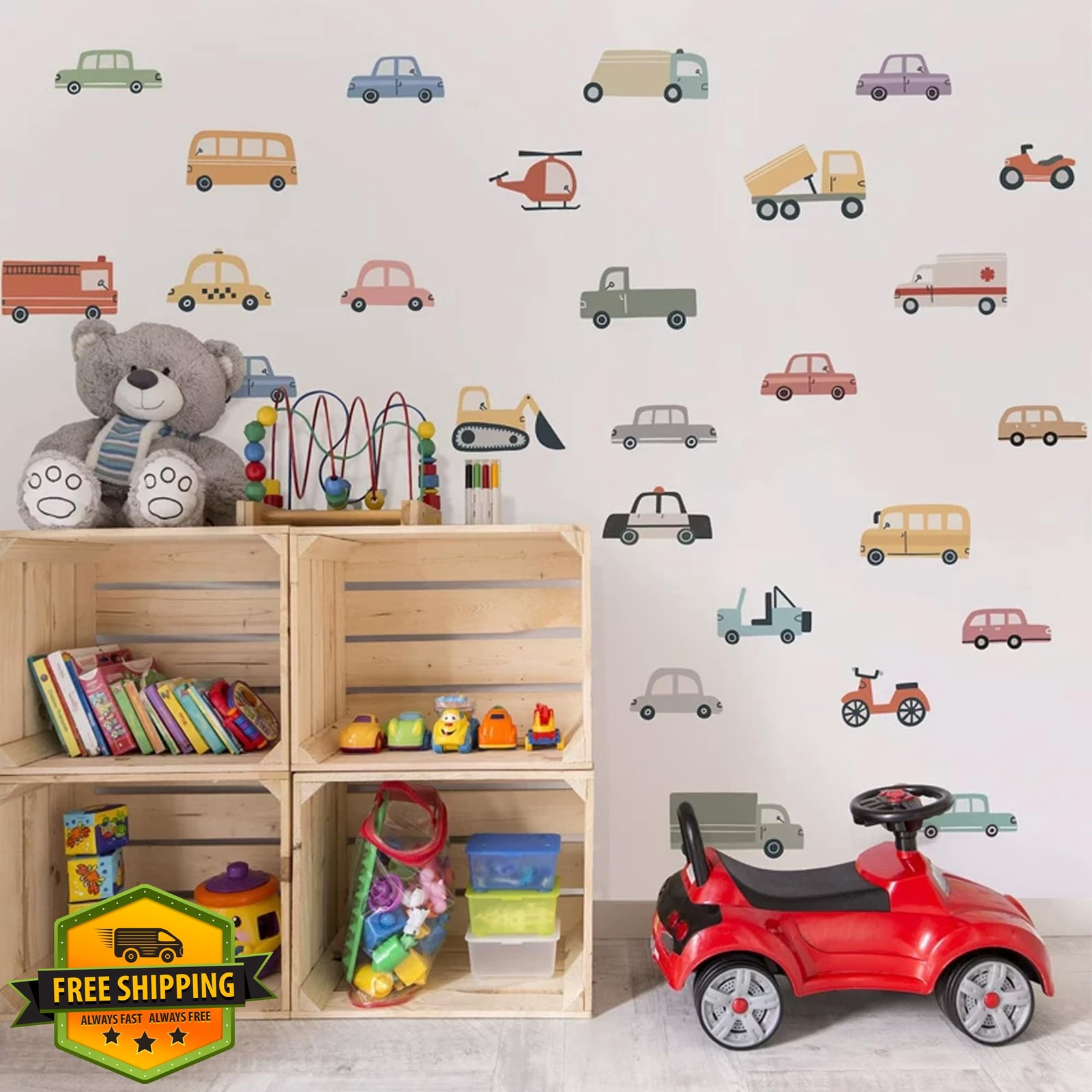Liwo cars wall stickers 37pcs fabric