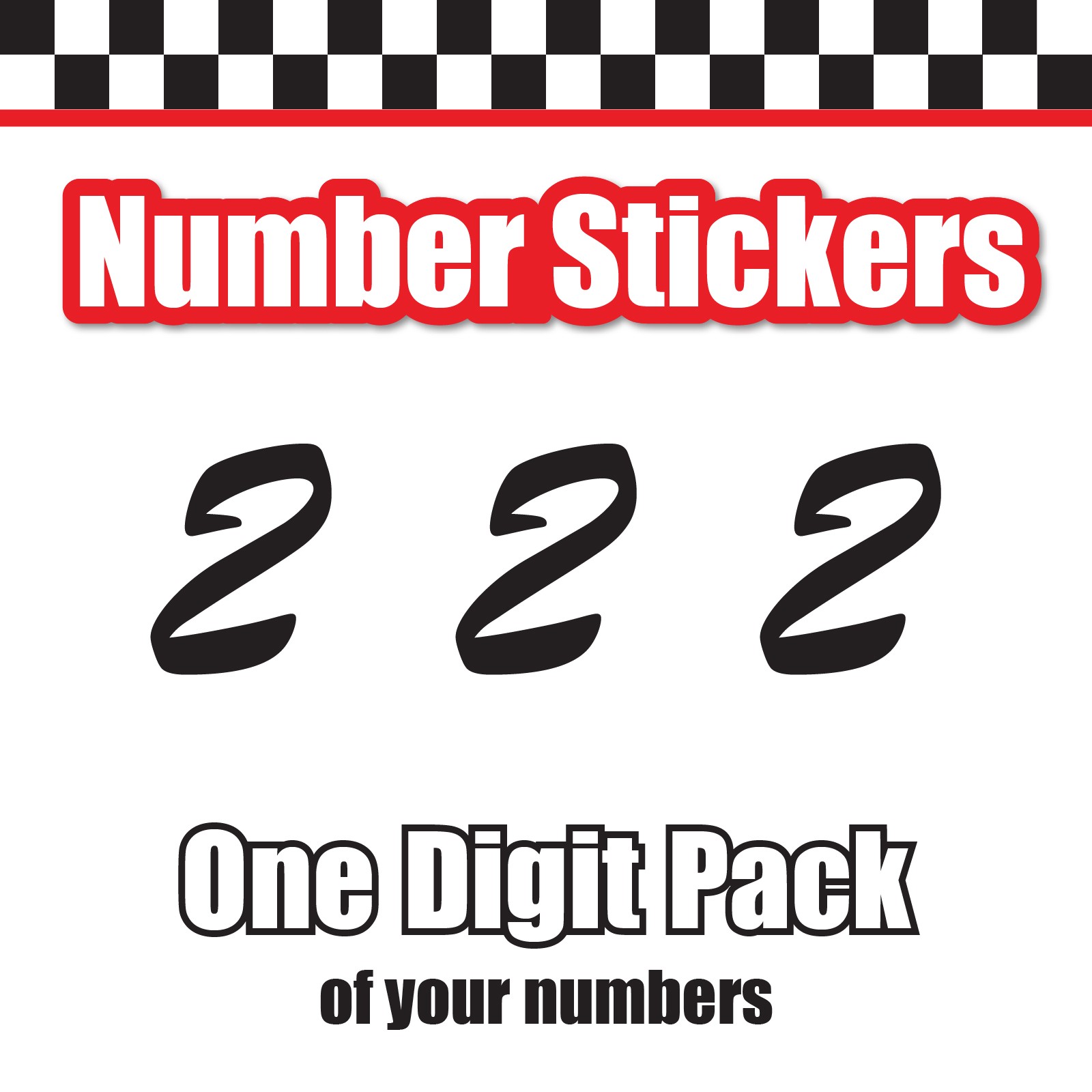 3 Digit Single Number Stickers Custom Decal Locker Door 3pc Brush Script MT