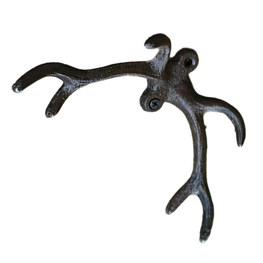Cast Iron Wall Hook Black Antler Rustic for For hanging Clothes Hats Keys