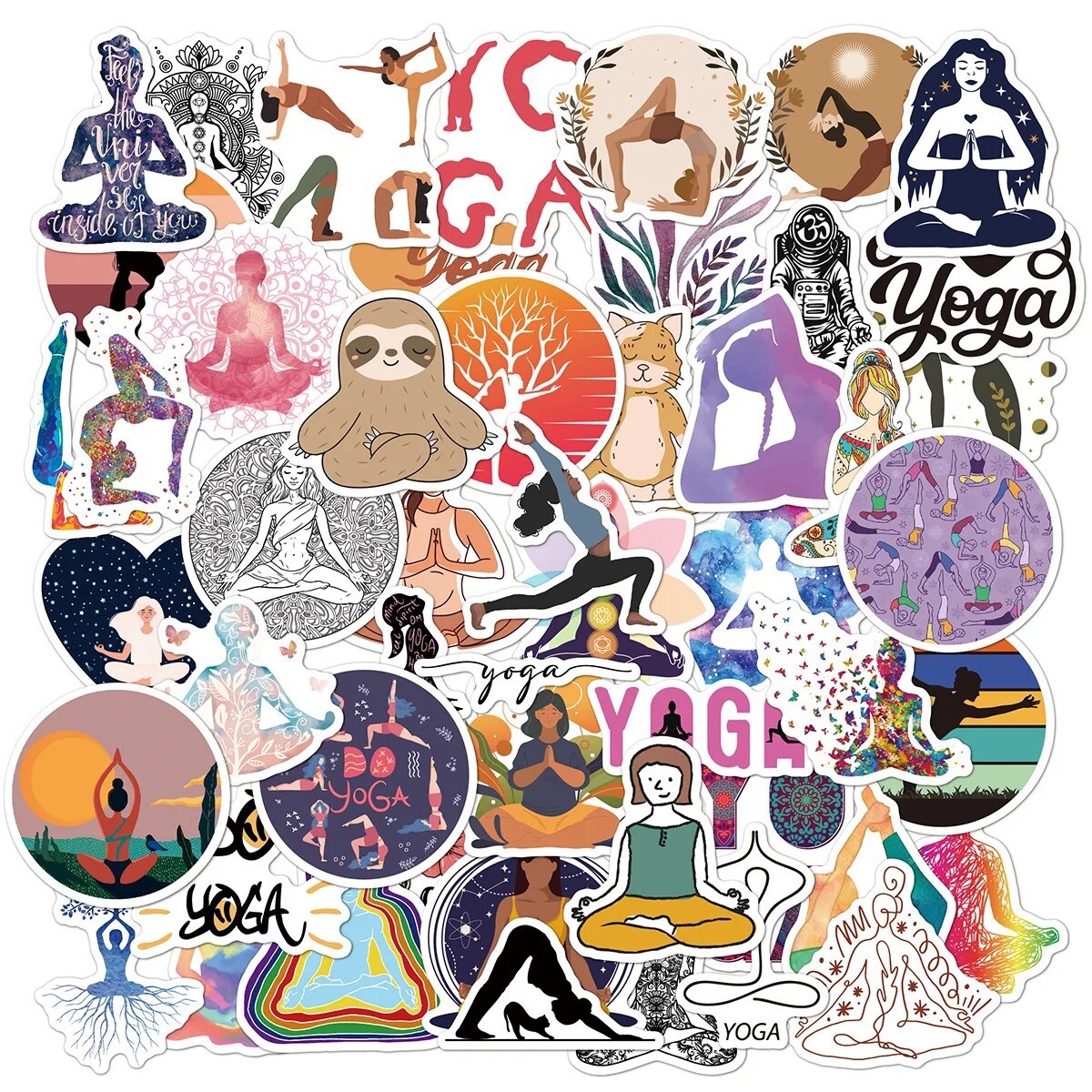 20 Random Yoga Sticker Meditation Athletic Decal Laptop Hydro Yeti Free Shipping