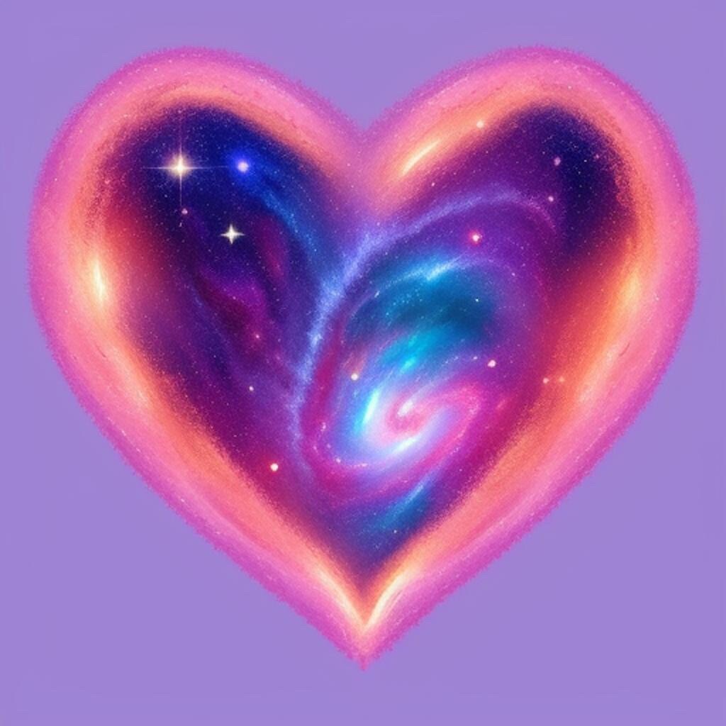 3” Galaxy Heart Rainbow Psychedelic Colorful Love Space Moon Stars Swirl