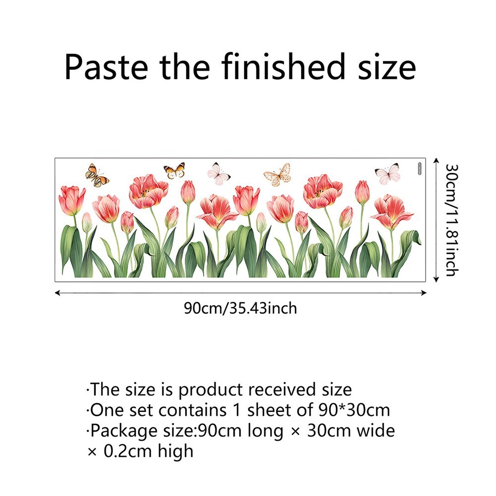 DIY Application Removable Vinyl Wall Stickers Tulip Flower & Butterfly Design