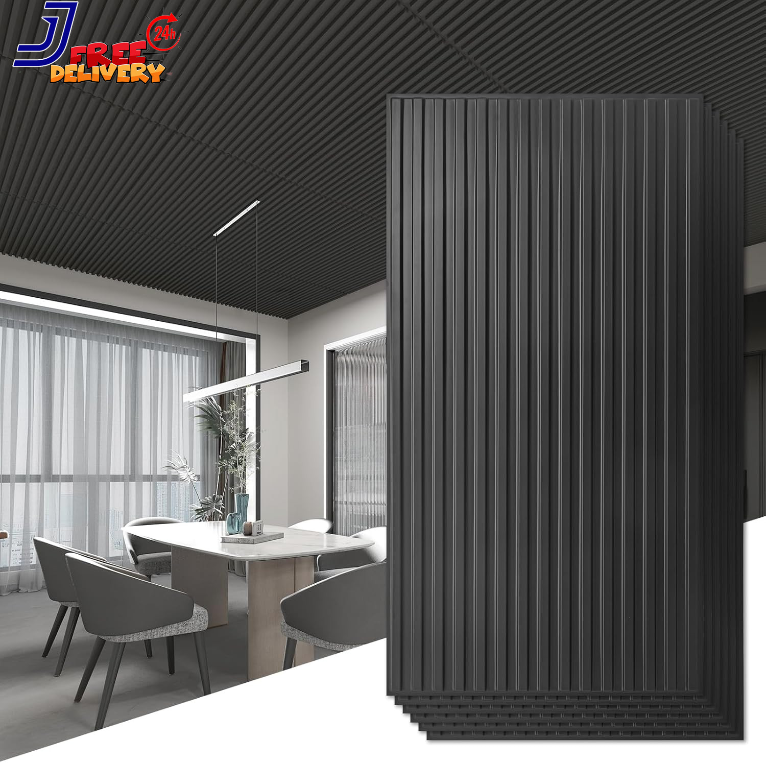 6-Pack Slat Design 3D Wall Panels for Interior Wall Decor 2X4 FT PVC Decorative