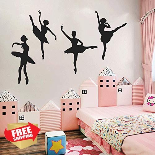 AM AMAONM Dancing Girls Wall Decals Ballet Black Decor