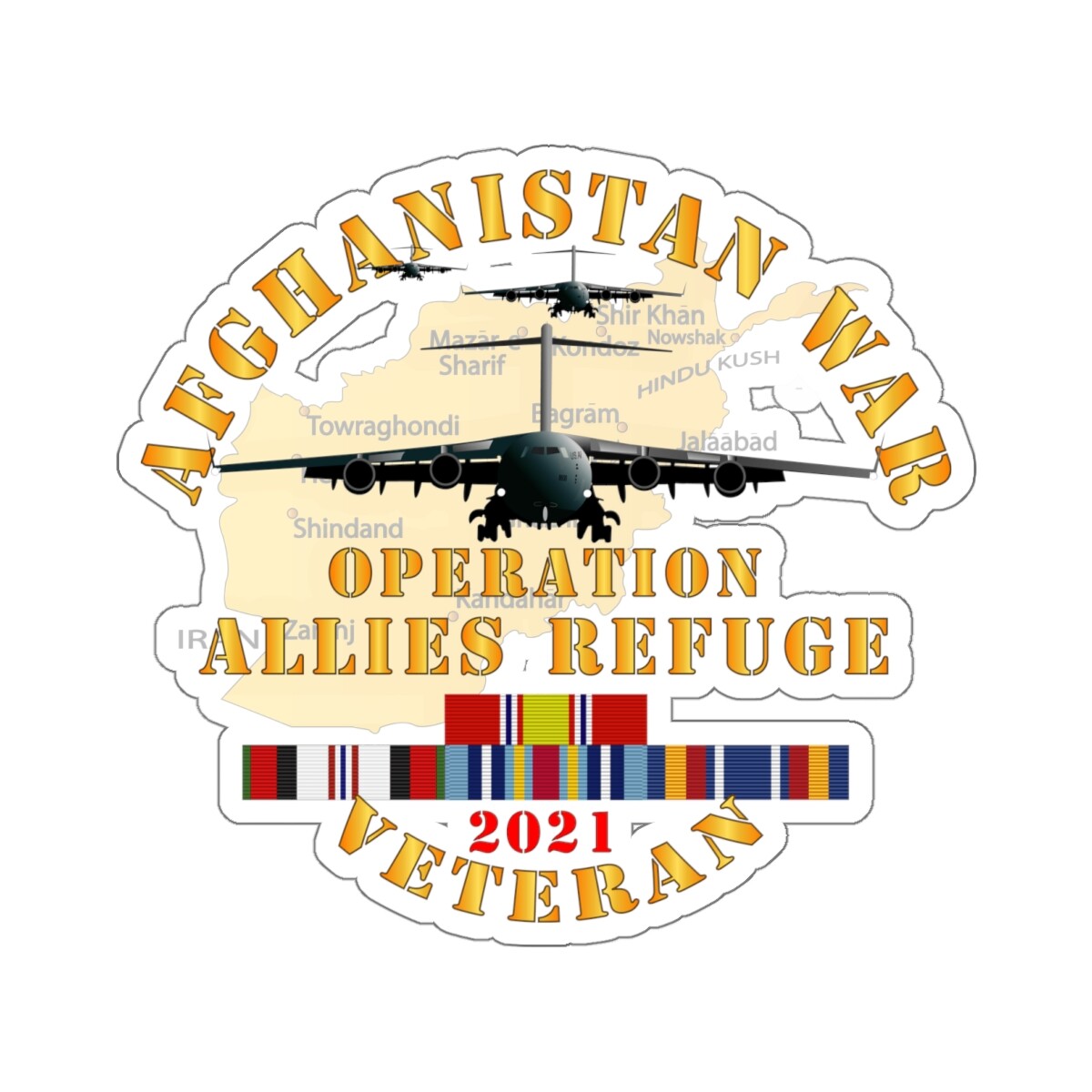 Kiss-Cut Stickers – Operation Allies Refuge – Veteran w AFGHAN SVC