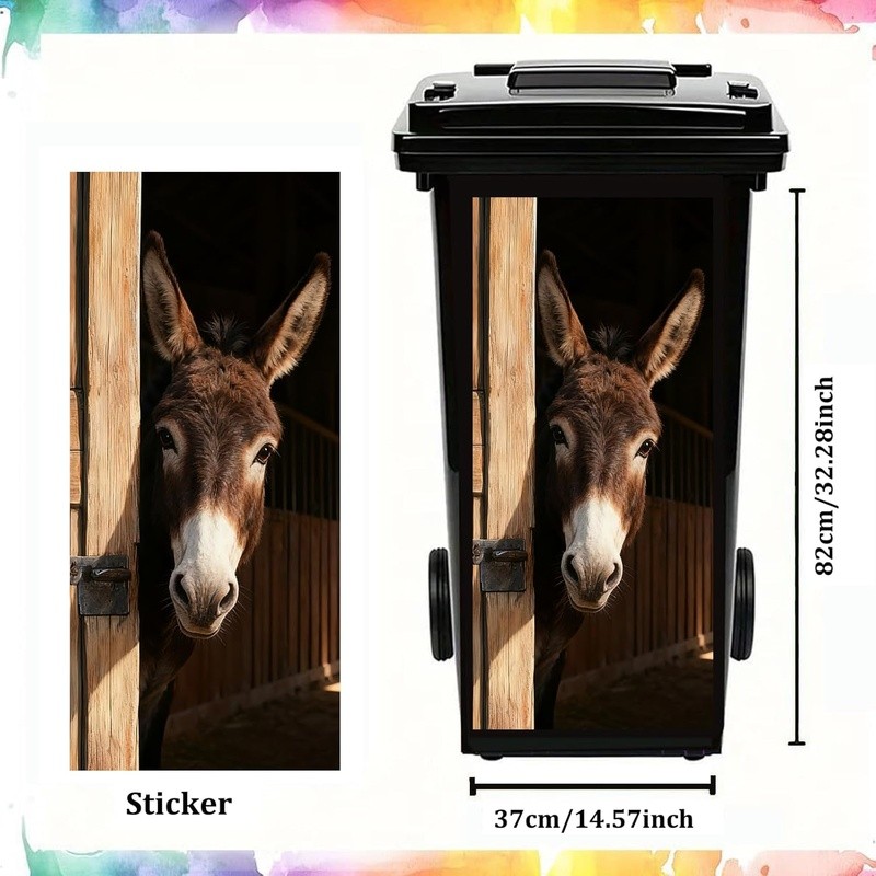 Animal Pattern Trash Can Decal Funny Large Bin Sticker Easy Apply Decor New