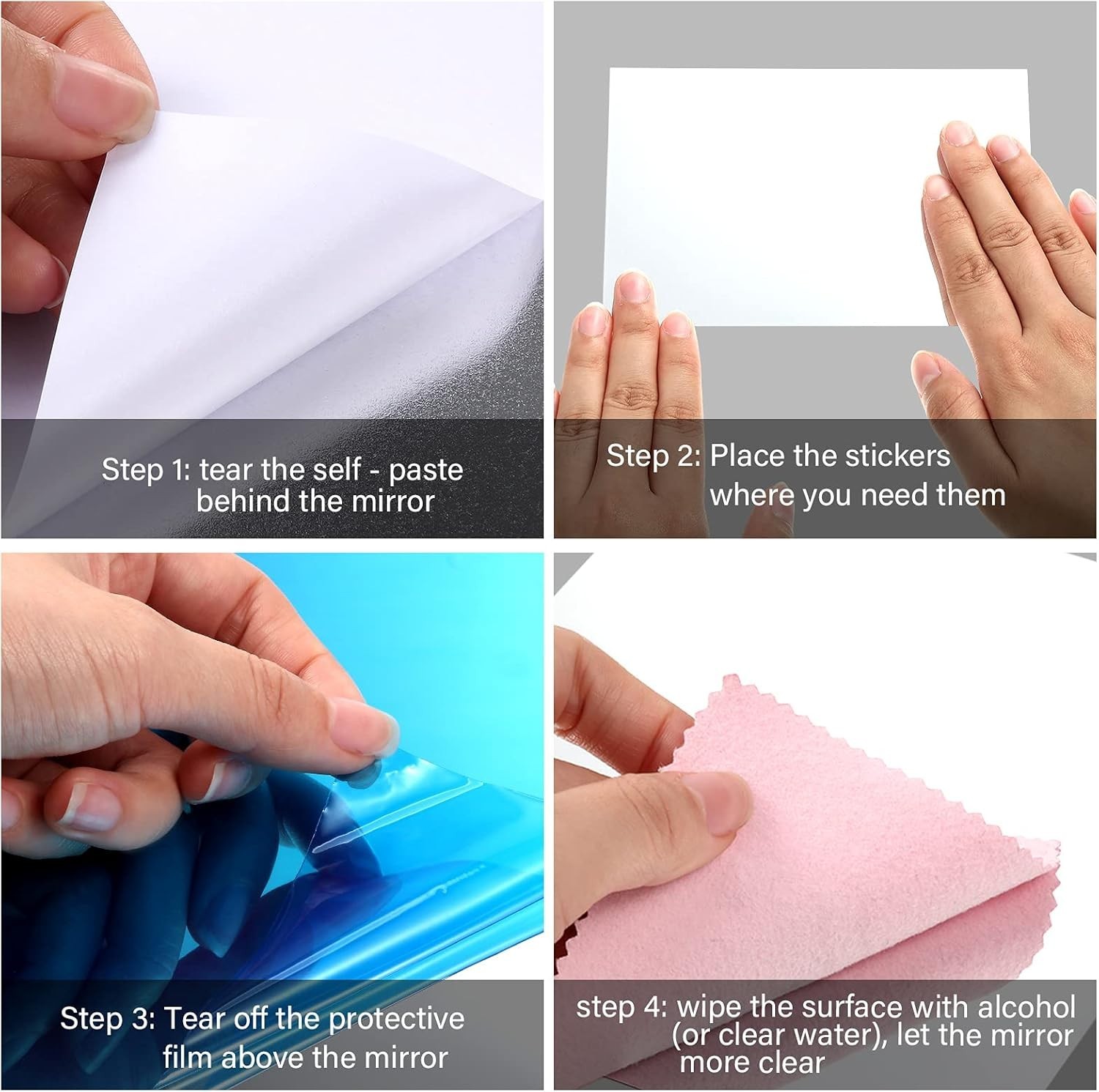 Reflective Wall Decor: 10 Adhesive Silver Mirror Stickers – 4 x 6 Inches