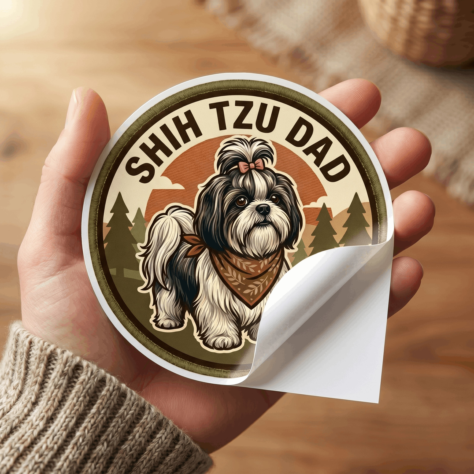 Shih Tzu Dad T-Shirt Shih Tzu Dog Gift Men Graphic Tee Fathers Day Vintage Cute