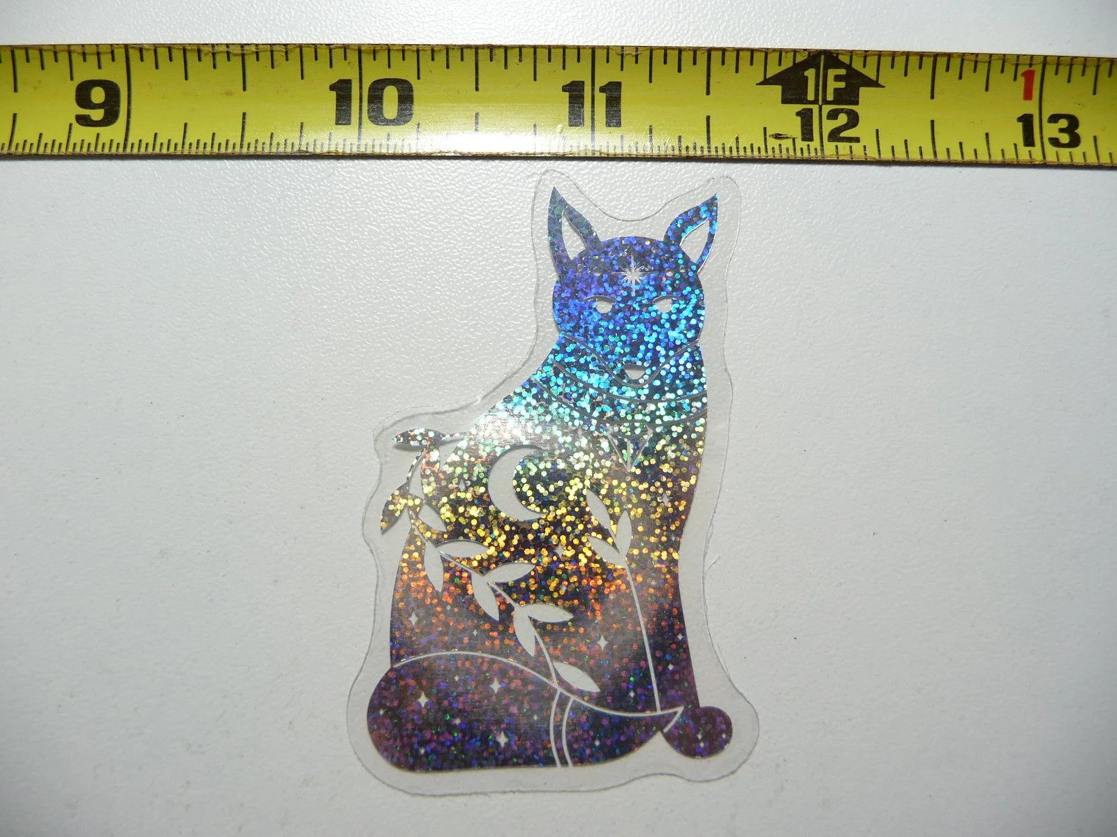 MYSTICAL CAT HOLOGRAPHIC SMALL STICKER CELESTIAL DECAL AMAZING SCRAPBOOKING