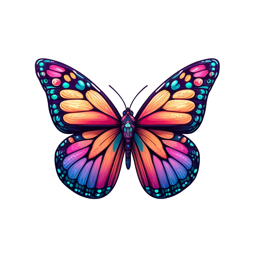 Neon Sunset Butterfly Sticker Colorful Fantasy Vinyl Decal Art