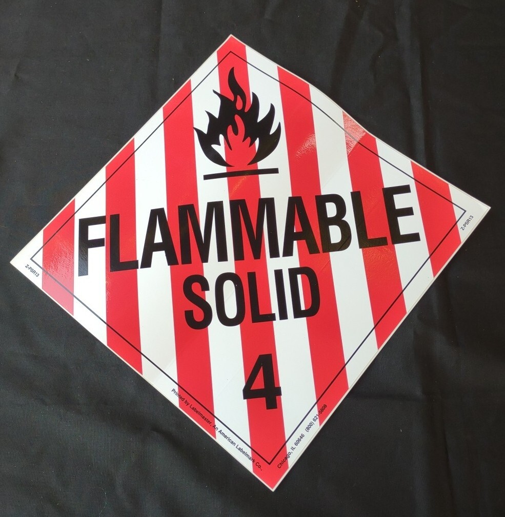 10 Pack FLAMMABLE SOLID Sticker Sign Decal 10 3/4 X 10 3/4″ Red White Black