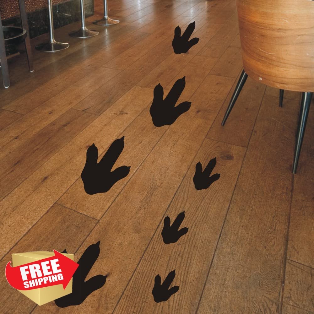 Yuanan Dinosaur Footprint Wall Decals 42Pcs Black Tracks