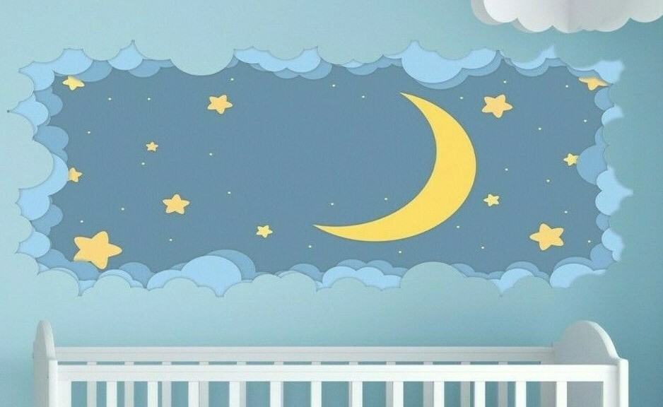 Moon Wall Decal Stars Wall Decal, Crescent Wall Sticker baby decorations