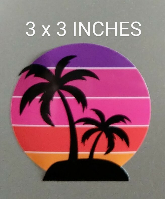 3″ Palm Tree Retro Decal Vinyl Sticker Beach Tropical Summer Life Sunset Ocean