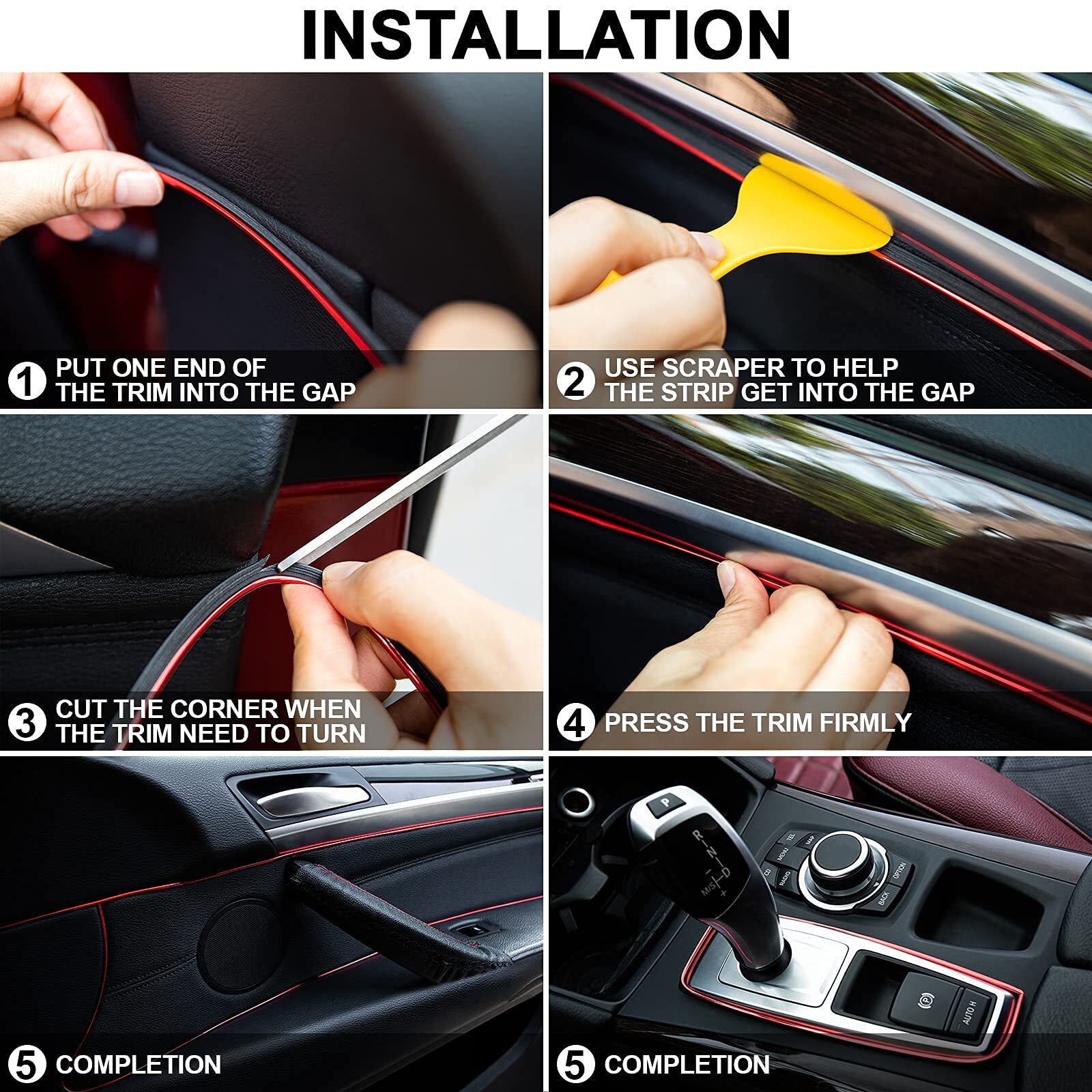 5M Car Interior Trim Strips Plating Flexible Auto Edge Moulding Line Decor